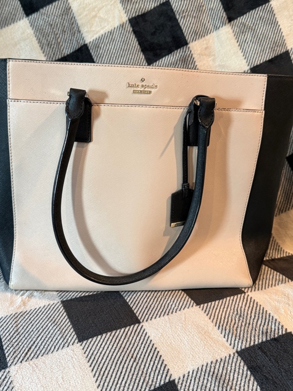 Kate Spade Extra Large Black and Cream Colorblock Tote
